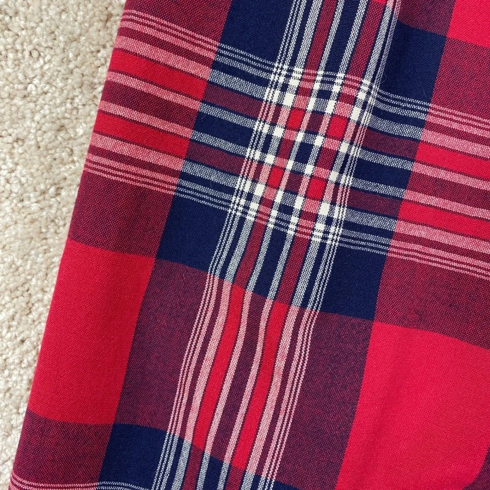 Vintage Petite Pendleton Red Plaid Wool Midi Skirt Size 14 P627-906 Made‎ in USA